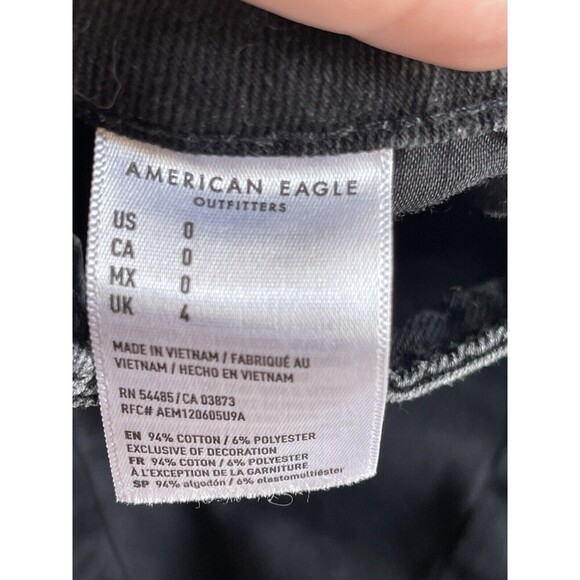American Eagle AE Size 0 Black Hi Rise Mini Skirt Jan Skirt Button Front Denim - Picture 4 of 6